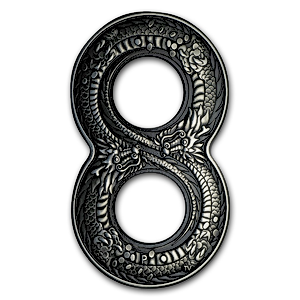 2018 2 oz Australia Figure-Eight Dragon Antique-Finished Proof Silver Coin