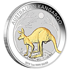 2019 1 oz Australian Kangaroo Gilded Silver Bullion Coin