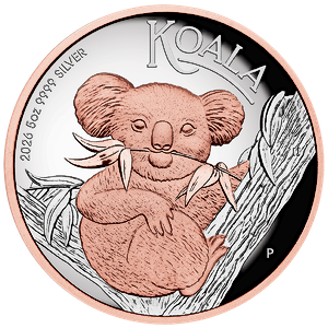 2026 5 oz Australian Koala Proof High Relief Gilded Silver Coin