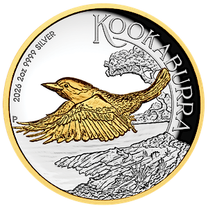 2026 2 oz Australian Kookaburra Proof High Relief Gilded Silver Coin
