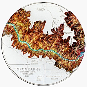 2024 1 kilogram Cook Islands Topography: Grand Canyon Proof Silver Coin