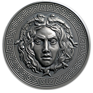 2019 3 oz Cameroon Medusa Antique-Finished Silver Coin