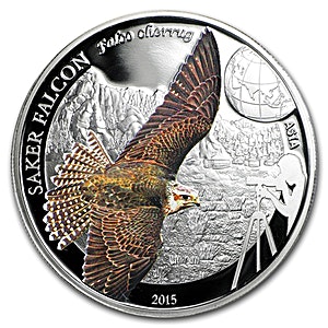 2015 1/2 oz Mongolia Saker Falcon Silver Coin