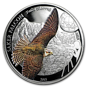 2015 1/2 oz Mongolia Saker Falcon Silver Coin