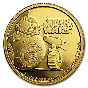 2019 1/4 oz Niue Island Star Wars: The Rise Of Skywalker - BB8 & D-O Gold Coin