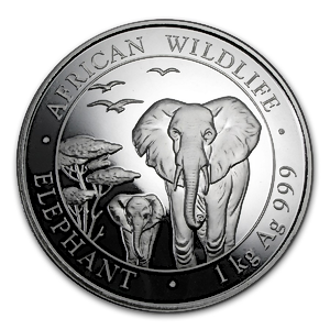 2015 1 Kilogram Somalian Silver Elephant Bullion Coin