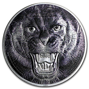 2 oz Tanzania Black Panther Silver Coin (With Box and Certificate of Authenticity)