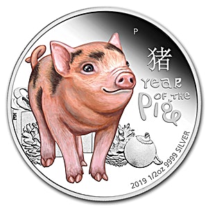 2019 1/2 oz Tuvalu Baby Pig Silver Coin
