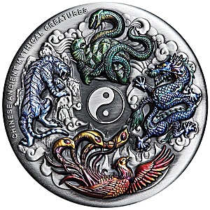 2021 5 oz Tuvalu Mythical Creatures Antique Finished Silver Coin
