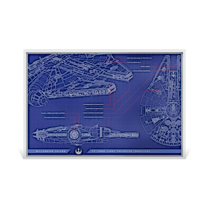 1 oz Niue Silver Star Wars Millennium Falcon Blueprint Foil