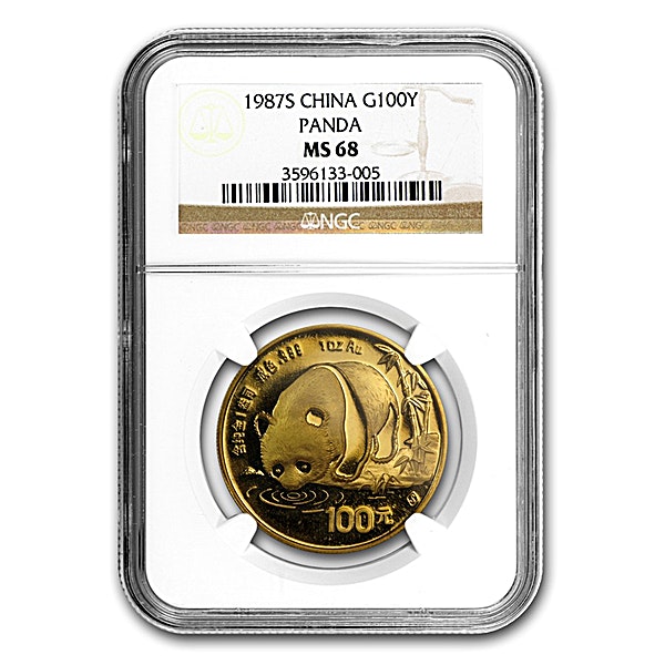 Chinese Gold Panda 1987 - Graded MS 68 by NGC - 1 oz Chinese Gold Panda 1987 - Graded MS 68 by NGC - 1 oz