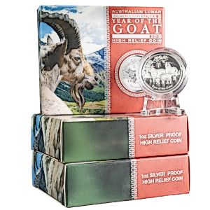 3 pcs of 1oz 2015 Australian Silver Lunar Series Proof High Relief Coins with Box and COA - Total 3 oz Silver