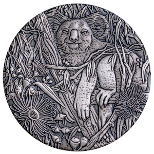 2017 2 oz Australian Koala Antique-Finished Silver Bullion Coin (Pre-Owned in Good Condition)