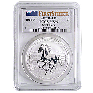 2014 1 oz Australian Stock Horse Series Silver Coin - PCGS MS 69