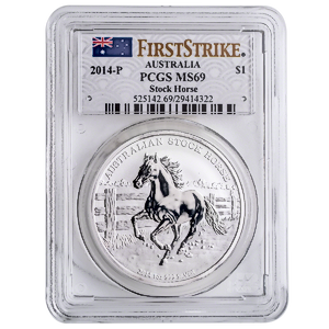 2014 1 oz Australian Stock Horse Series Silver Coin - PCGS MS 69