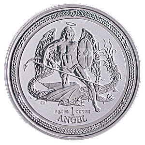 2016 1 oz Isle of Man Silver Angel Reverse Proof Coin (Pre-Owned in Good Condition)