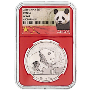 2016 30 Gram Chinese Silver Panda Bullion Coin - Graded MS 69 by NGC