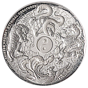 2016 1 oz Tuvalu Chinese Ancient Mythical Creatures High-Relief Silver Coin (Pre-Owned in Good Condition)