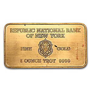 1 oz Heraeus Republic National Bank of New York Gold Bullion Bar