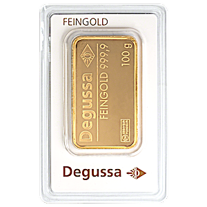100 Gram Degussa Gold Bullion Bar (Pre-Owned in Good Condition)