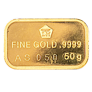 50 Gram Logam Mulia Gold Bullion Bar (Pre-Owned in Good Condition)