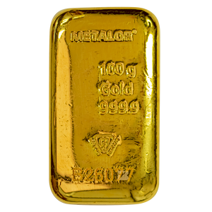 100 Gram Metalor Swiss Cast Gold Bullion Bar