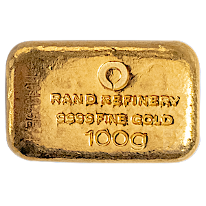 100 Gram Rand Refinery Cast Gold Bullion Bar