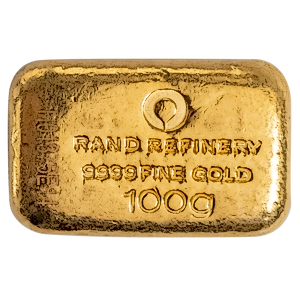 100 Gram Rand Refinery Cast Gold Bullion Bar