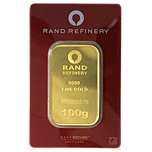 100 Gram Rand Refinery Gold Bullion Bar