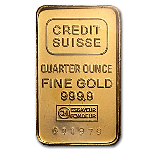1/4 oz Credit Suisse Gold Bullion Bar (Pre-Owned in Good Condition)