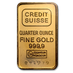 1/4 oz Credit Suisse Gold Bullion Bar (Pre-Owned in Good Condition)