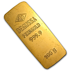 100 Gram Degussa Stamped Gold Bullion Bar (Pre-Owned in Good Condition)