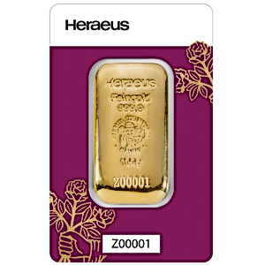 100 Gram Heraeus Cast Gold Bullion Bar