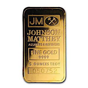 5 oz Johnson Matthey Gold Bullion Bar (Pre-Owned in Good Condition)