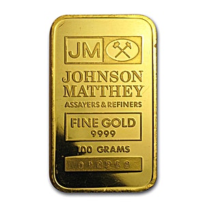 100 Gram Johnson Matthey Gold Bullion Bar - Kreditbank Luxembourg