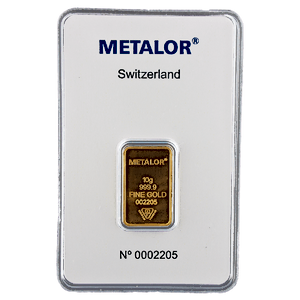 10 Gram Metalor Swiss Gold Bullion Bar (Pre-Owned in Good Condition)