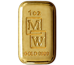 1 oz Morris and Watson Cast Gold Bullion Bar