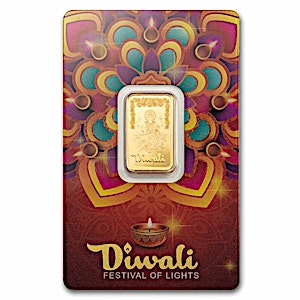 2025 5 Gram PAMP Swiss Diwali Lakshmi and Rangoli Art Gold Bullion Bar