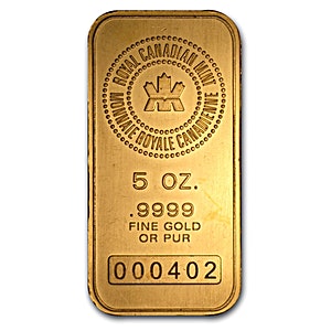 5 oz Royal Canadian Mint Gold Bullion Bar