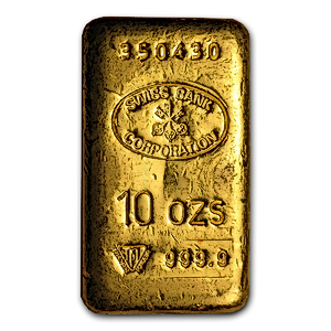 10 oz Swiss Bank Corporation Gold Bullion Bar (Pre-Owned in Good Condition)