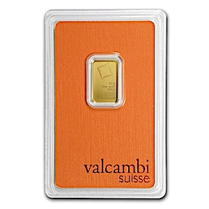 2.5 Gram Valcambi Swiss Gold Bullion Bar