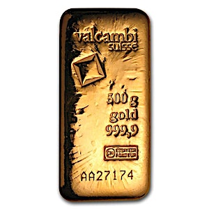 500 Gram Valcambi Suisse Gold Bullion Bar