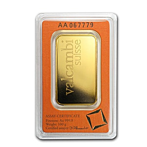 100 Gram Valcambi Swiss Gold Bullion Bar