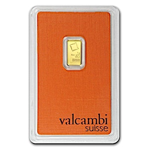 1 Gram Valcambi Swiss Gold Bullion Bar