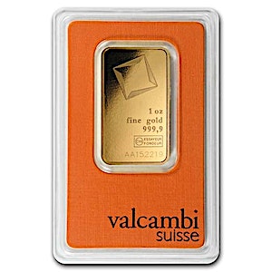1 oz Valcambi Swiss Gold Bullion Bar