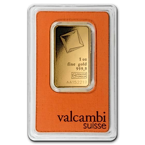 1 oz Valcambi Swiss Gold Bullion Bar