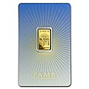 5 Gram PAMP Faith Series Gold Bullion Bar - Am Yisrael Chai!