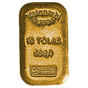 10 Tola Valcambi Swiss Cast Gold Bullion Bar (Pre-Owned in Good Condition)