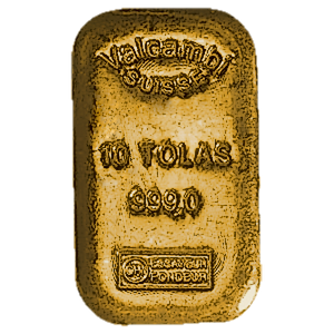 10 Tola Valcambi Swiss Cast Gold Bullion Bar (Pre-Owned in Good Condition)