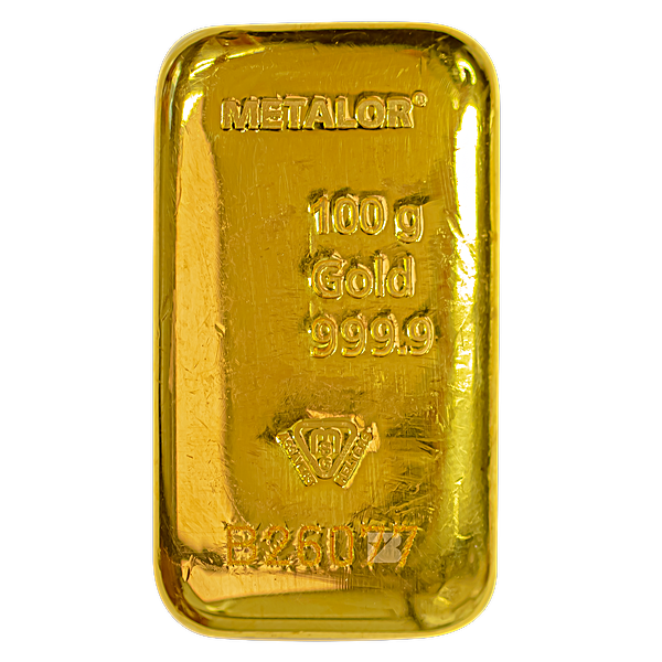 Buy 100 Gram Metalor Swiss Cast Gold Bullion Bar